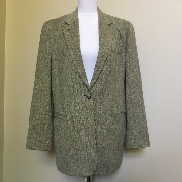 Vintage RALPH LAUREN black tan silk Tweed coat 16 - Picture 2 of 7